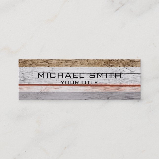 Elegant Modern Wood Painted Look #6 Mini Business Card (Front)