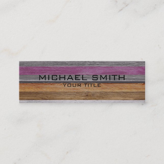 Elegant Modern Wood Painted Look #7 Mini Business Card (Front)