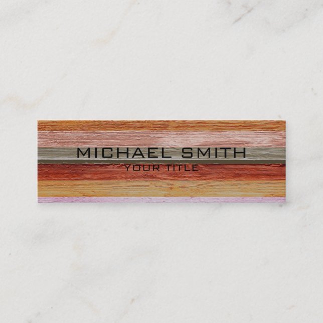 Elegant Modern Wood Painted Look #8 Mini Business Card (Front)