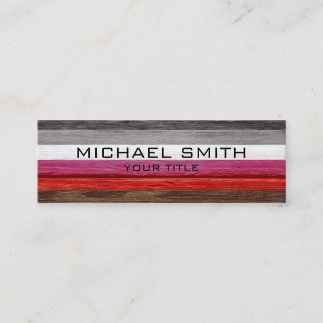 Elegant Modern Wood Painted Look Mini Business Card (Front)