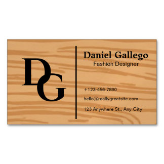 Elegant Modern Wooden Monogram Personal Business Card Magnet