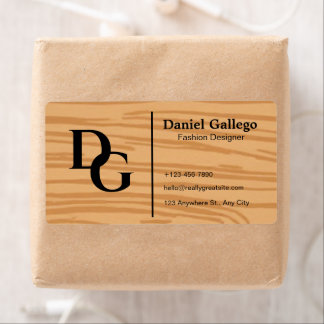 Elegant Modern Wooden Monogram Personal shipping Label