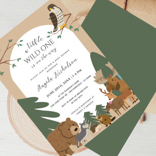 Elegant Modern Woodland Animals Forest Baby Shower Invitation