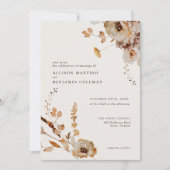 Elegant Modern Woodland Fall Floral Wedding Invitation (Front)