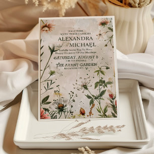 Elegant Modern Woodland Fall Floral Wedding Invitation