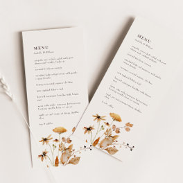 Elegant Modern Woodland Fall Floral Wedding Menu