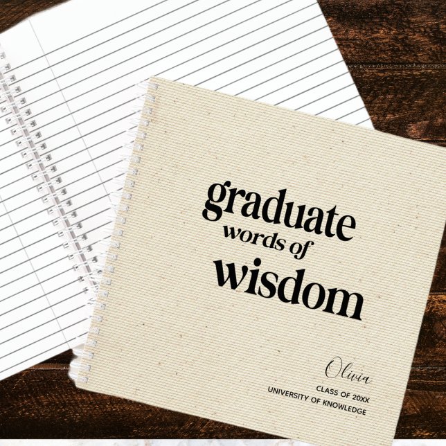 Elegant Modern Words Wisdom Graduation Notebook (Graduation Guest Book - Share words of wishdom with the grad. Modern. Perfect for party events.)