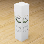 Elegant Modern Wreath Monogram Wedding Wine Box<br><div class="desc">A beautiful way of packaging your sophisticated wine gift giveaways for your wedding. Unique and personalized with a monogram,  customize the thank you greeting and include your names (bride and groom,  newlyweds) and wedding date on these wine box packages for a Christmas holiday theme.</div>