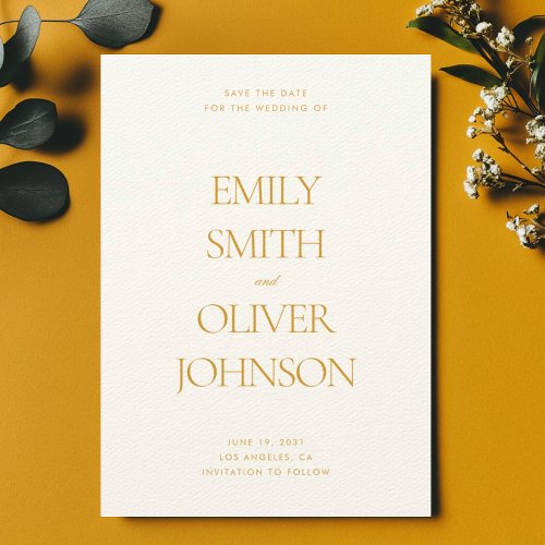 Elegant Modern Yellow Goldenrod Wedding Save The Date