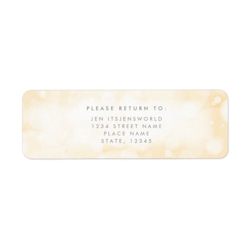 Elegant Modern Yellow Sparkly Bokeh Return Address Label