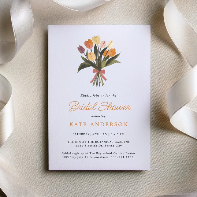 Elegant Modern Yellow Tulips Floral Bridal Shower Invitation (Creator Uploaded)