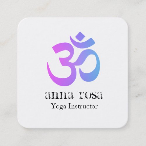   Elegant Modern Yoga Instructor Aum Om Symbol Square Business Card