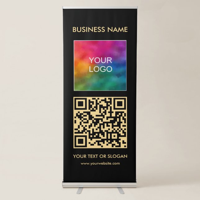 Elegant Modern Your Business Logo QR Code Vertical Retractable Banner (Front)