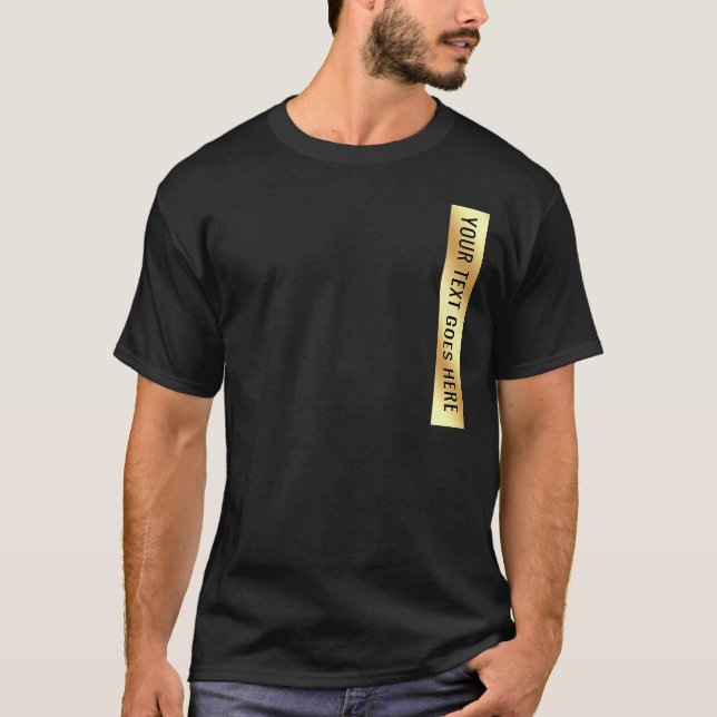 Elegant Modern Your Custom Text Black & Gold Mens T-Shirt (Front)