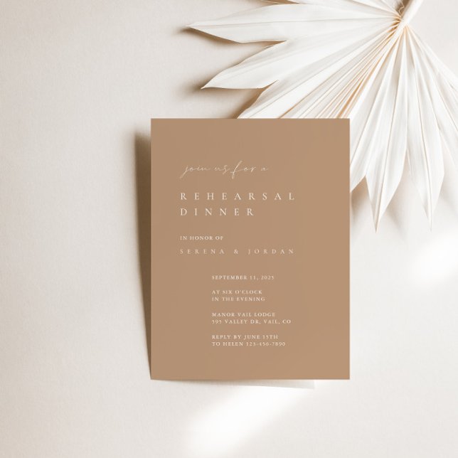 Elegant ModernTan Rehearsal Dinner Invitation (Creator Uploaded)