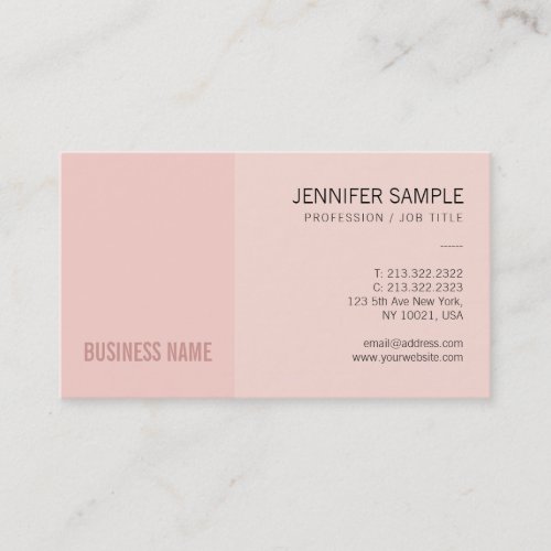 Elegant Modish Blush Pink Creative Plain Trendy Business Card