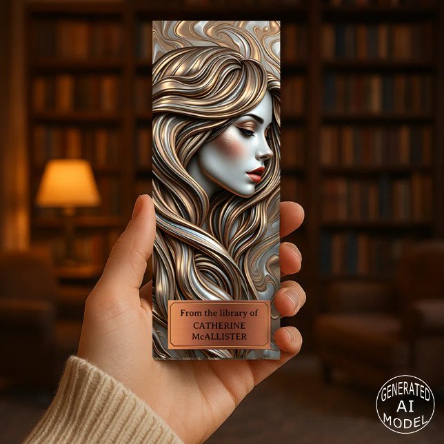 Elegant Molten Copper Gold Woman with Flowing Hair Bookmarks (Creator Uploaded)