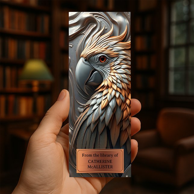 Elegant Molten Copper Silver Metallic Parrot Bookmarks (Creator Uploaded)