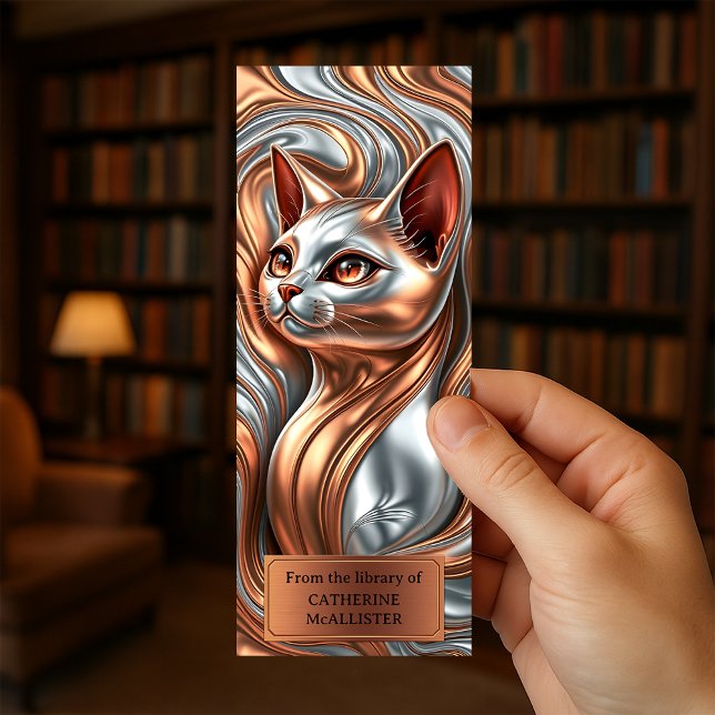 Elegant Molten Metallic Copper Silver Cat Art  Bookmarks (Creator Uploaded)