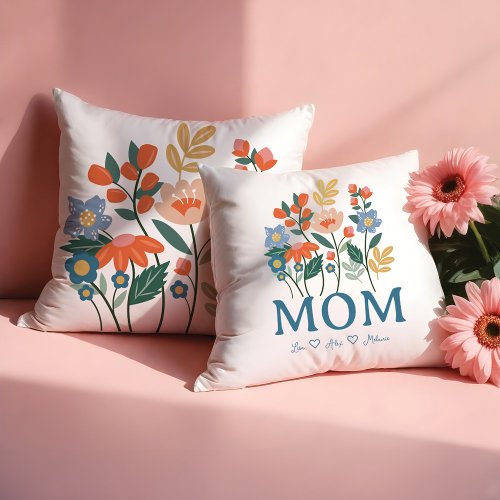 Elegant Mom Floral Flowers Personalized  Throw Pillow