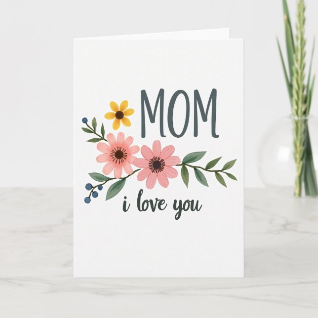 Elegant Mom Floral Love Card (Front)