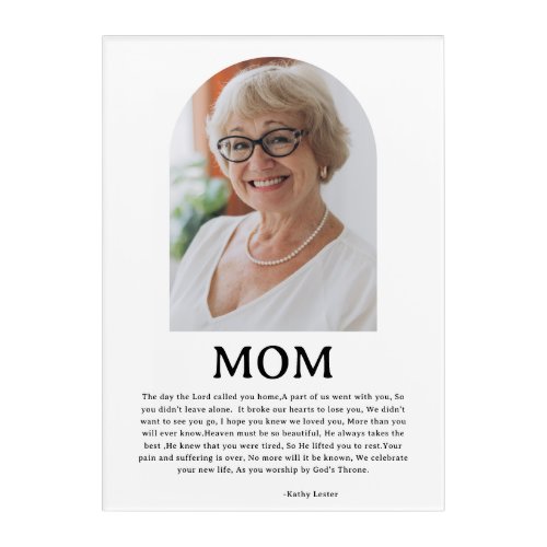 Elegant Mom Memorial Photo Keepsake Acrylic Print