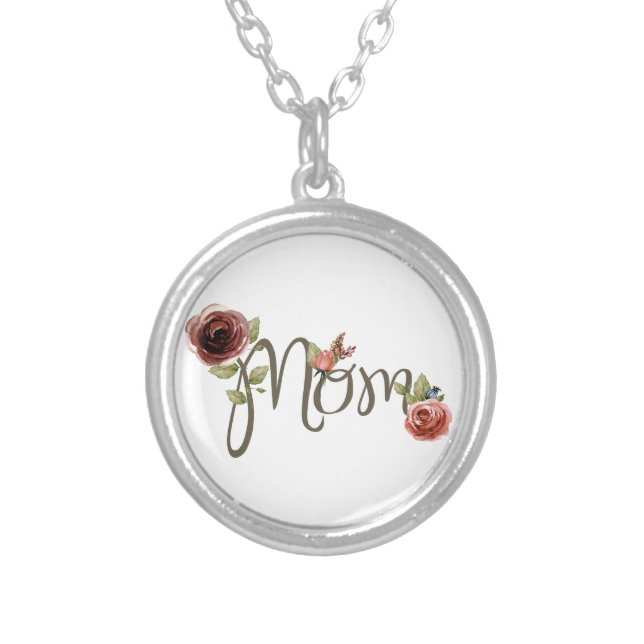Elegant MOM Mother's Day Silver Plated Necklace (Front)
