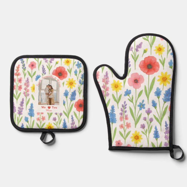 Elegant Mom | Personalized Heartfelt Gift Oven Mitt & Pot Holder Set (Front)