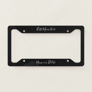 Elegant Mom Script Black Personalized License Plate Frame