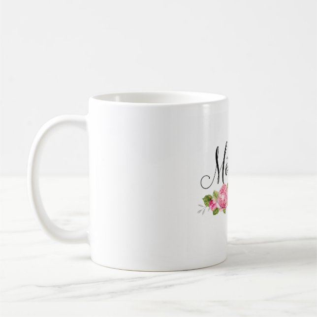 Elegant Mom Typography with Roses Coffee Mug (Left)
