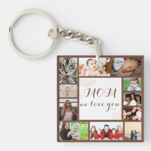 Elegant Mom We Love You Photo Collage Keychain