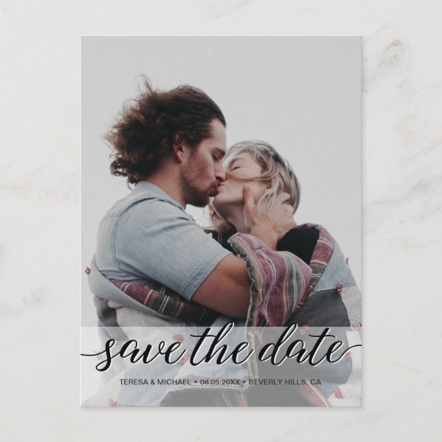 "Elegant Moment: Personalized Save the Date Photo  Postcard (Front)