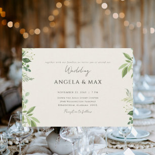 Elegant Moments Foliage Cream No Parents Wedding Invitation