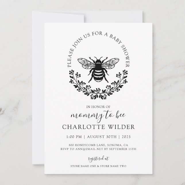 Elegant Mommy To Bee Baby Shower Invitation (Front)