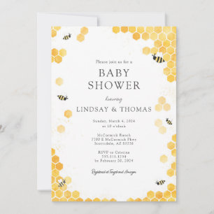 Elegant Mommy to Bee Baby Shower Invitation