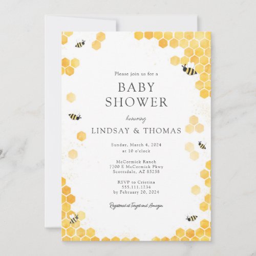 Elegant Mommy to Bee Baby Shower Invitation
