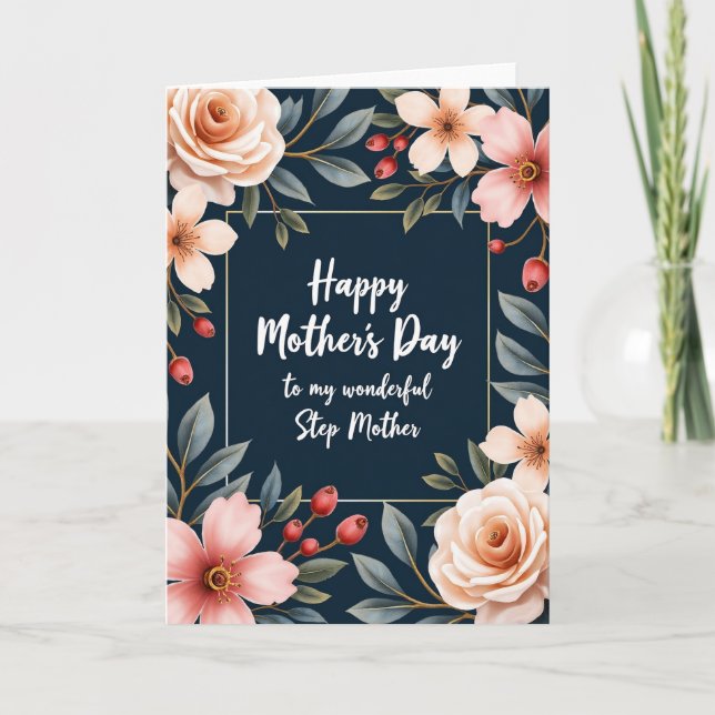 Elegant Moms Day Flowers Card (Front)