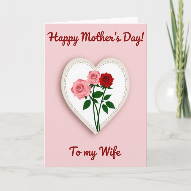 Elegant Moms Day Roses Card (Front)