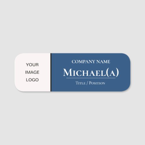 Elegant Monaco Dark Blue and White Business LOGO Name Tag