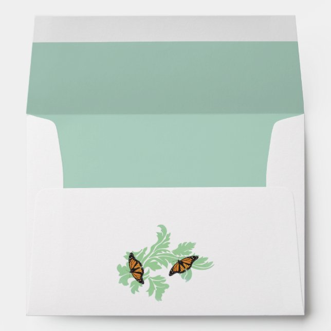 Elegant Monarch Butterfly 5x7 Wedding Invitation Envelope (Back (Bottom))