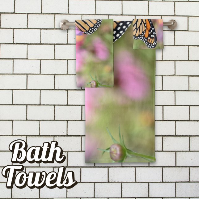 Elegant Monarch Butterfly Bath Towel Set (Nature's Intricate Beauty: A Monarch's Grace for Your Bath.)