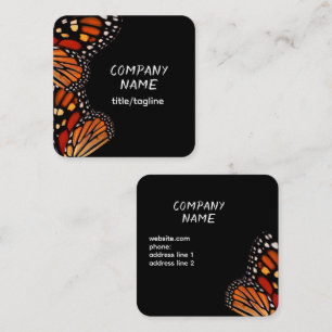 elegant monarch butterfly bold orange and black square business card