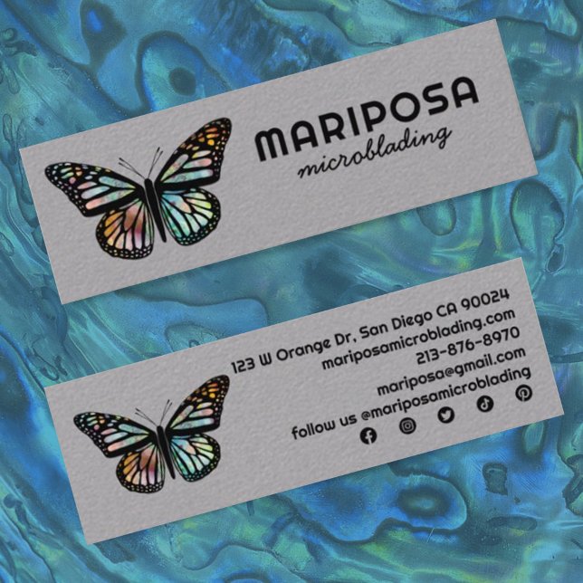 Elegant Monarch Butterfly Esthetician Beauty Salon Mini Business Card (Creator Uploaded)