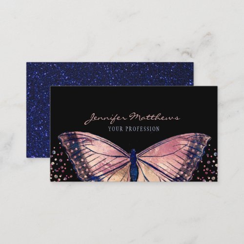 Elegant Monarch Butterfly Glitter Business Card