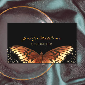 Elegant Monarch Butterfly Glitter Business Card