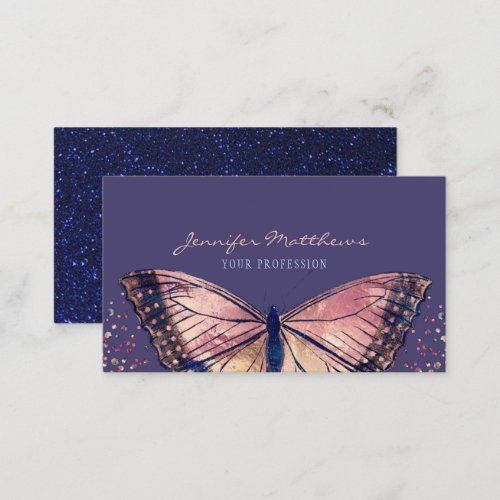 Elegant Monarch Butterfly Glitter Business Card