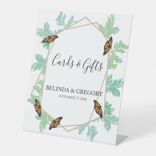 Elegant Monarch Butterfly Wedding Cards  Gifts Pedestal Sign