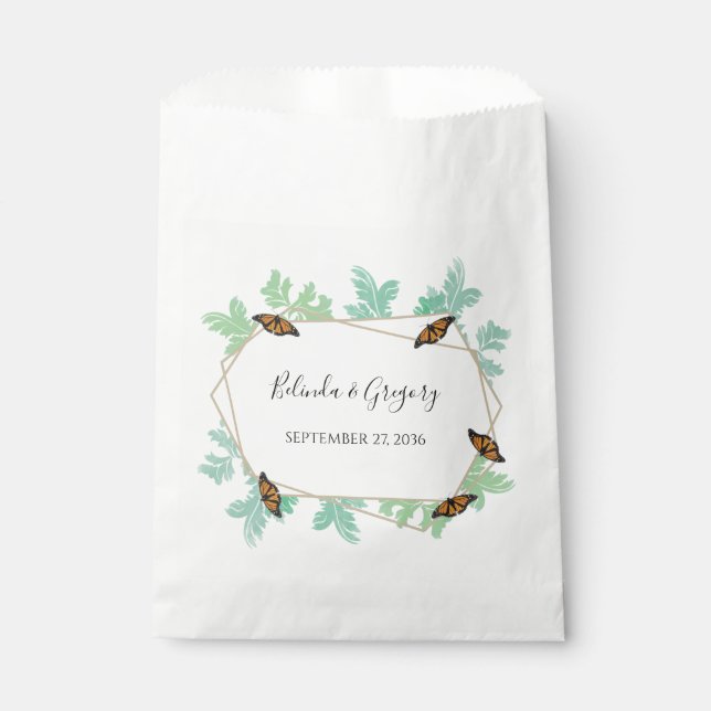 Elegant Monarch Butterfly Wedding  Favor Bag (Front)