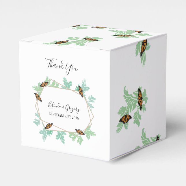 Elegant Monarch Butterfly Wedding Favor Boxes (Front Side)