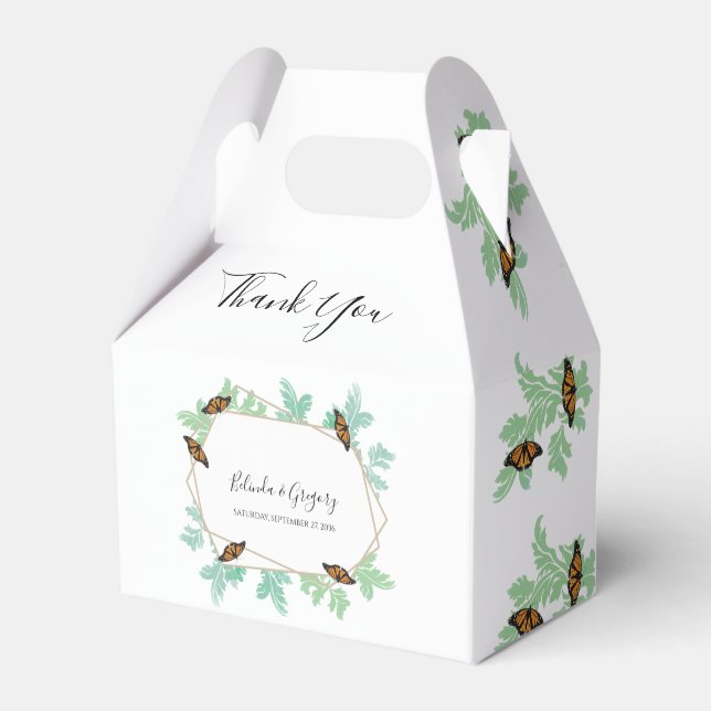 Elegant Monarch Butterfly Wedding Favor Boxes (Front Side)